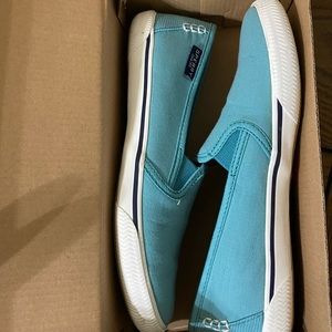 Teal Sperry Slip Ons